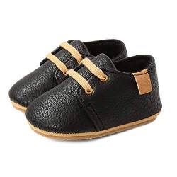 LACOIFA Baby Jungen Mädchen Sneakers Oxford Schnürschuhe Baby rutschfeste Erste Laufschuhe Schwarz 6-12 Monate von LACOFIA