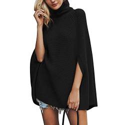 LAEMILIA Damen Lose Pullover Rollkragen Frauen Strickpullover Einfarbig Poncho Pullover Umhang Sweatshirt Cape Pulli von LAEMILIA