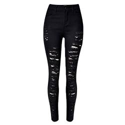 LAEMILIA Frauen Jeans Zerrissen Ripped Leggings hohe Taille Stretch Destoryed Skinny Bleistifthose Hose von LAEMILIA