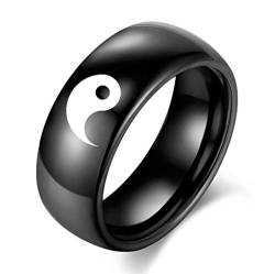 LAFATINA Yin und Yang Design Herren Damen Hochzeit Ring Chinesisch Schwarz Silber Tai Chi Balance Passende Engagement Ring von LAFATINA