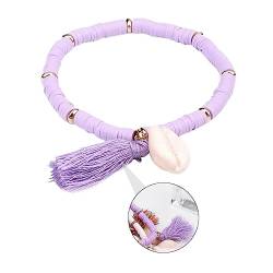 LALADEFIEE 1 Stk Vielseitiges Armband aus frauen schmuck ethnischer Schmuck Schmuckzubehör damenschmuck frauenschmuck Kettendekor Armband im böhmischen Stil Polymer-Ton Violett von LALADEFIEE