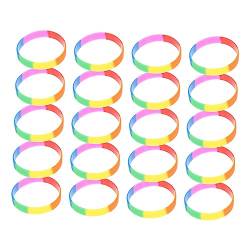 LALADEFIEE 20St Regenbogen-Armband Handgelenkbandagen Regenbogen-LGBTQ-Armband festival zubehör festival accessoires Regenbogen-Armbänder stylisches Regenbogenarmband Kieselgel Colorful von LALADEFIEE