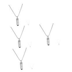 LALADEFIEE 4 Stück Halsschmuck Halskette Schmuck Frauen Halskette Pillenetui-charm-halskette Halskette Mit Zu Öffnender Pillendose Halskette Mit Kapselanhänger Rostfreier Stahl Silver von LALADEFIEE