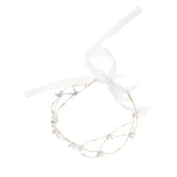 LALADEFIEE Hochzeits-stirnband Haarreif Hochzeit Haarband Kapuzenpullover Damen Hochzeitshaarschmuck Für Bräute Braut Kopfschmuck Stirnband Für Mädchen Braut Stirnband Weiß Zinklegierung von LALADEFIEE