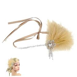 LALADEFIEE Kopfbedeckungen für Frauen Accessoires der Jahre für Frauen Flapper Kopfstück Jahre Flapper Stirnband Vintage Stirnbänder für Frauen Kopfbedeckung für Frauen Feder Kopfschmuck von LALADEFIEE