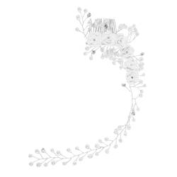 LALADEFIEE Perle Blumenkamm Hochzeitskopfschmuck Für Die Braut Haar Stirnband Hochzeit Braut Stirnband Haarschmuck Für Die Braut Damenstirnbänder Für Das Haar Haarband Für Frauen Strasssteine von LALADEFIEE