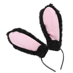 LALADEFIEE Stirnband Hasenohren kaninchenohren rabbit ears hair-band Hasenohren Haarreif tierhaarreifen Ohren Tiere Plüsch Kopfbedeckung für Ostern Party-Kaninchen-Haarreifen Stoff Black von LALADEFIEE