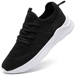 LANGFEUU Damen Turnschuhe Sneaker Schuhe Damen Sportschuhe Laufschuhe Tennisschuhe Outdoor Running Damen Walkingschuhe Straßenlaufschuhe rutschfest Atmungsaktiv Leichtgewichts Schwarz Weiß 38 von LANGFEUU