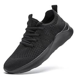 LANGFEUU Damen Turnschuhe Walkingschuhe Sneaker Schuhe Sportschuhe Running Laufschuhe Tennisschuhe Straßenlaufschuhe Atmungsaktiv Leichtgewichts Schwarz 44 von LANGFEUU