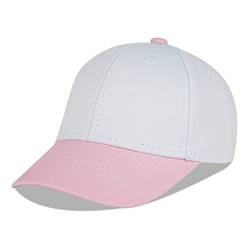 LANGZHEN Baumwolle Outdoor Kleinkind Mädchen Jungen Plain Baseball Cap Baby Infant Strukturierte Einstellbare Hut für Kinder Sonnenhut (S-Pink Weiß) von LANGZHEN