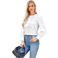 LAPA PLUS Blusenshirt Damen Blusen Langarmbluse Satin Hemdbluse Tunikabluse, Herbst/Winter (1-tlg) Rundhals Uni Shirtbluse Klassiker Blusetops mit asymmetrisch streamer von LAPA PLUS