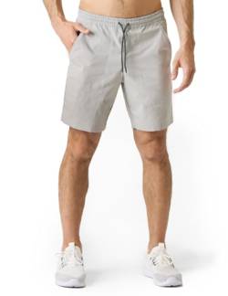 LAPASA Kurze Hosen Herren Sportshorts mit Reißverschluss Taschen, schnelltrocknende Sporthose Runningshorts Traininghose Laufhose M134, Hellgrau, S von LAPASA