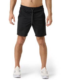 LAPASA Kurze Hosen Herren Sportshorts mit Reißverschluss Taschen, schnelltrocknende Sporthose Runningshorts Traininghose Laufhose M134, Schwarz, XL von LAPASA