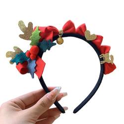 LARUISEE MerryChristmas Stirnband Plüsch Schleife Geweih Haarspange Bühnenauftritte Requisiten Urlaub Haarschmuck Partyzubehör Festliche Haardekoration Weihnachten Kostüm Zubehör von LARUISEE