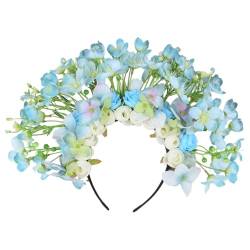 Modell-Show-Stirnband mit realistischem Blumen-Ethno-Stirnband für Braut, Frühlings-Stirnband für Hochzeit, Party, Blumenstirnbänder für Frauen, Blumen-Stirnband für Mädchen, Blumen-Stirnband von LARUISEE