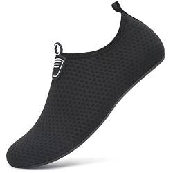 LATATL Herren Damen Wasserschuhe Badeschuh Schwimmschuh Tauchschuh Leicht Strandschuhe Aquaschuhe Schnell Trocknend Wassersportschuhe für Wasserparks Strände Schwimmbäder(Schwarz,45 EU) von LATATL