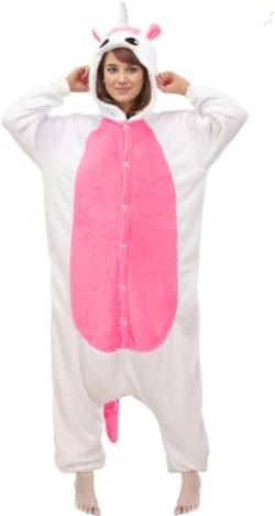 Kigurumi Unisex Anime Tierkostüm Cosplay Overall Pyjama oder Kostüm Gr. L(165/175 cm), Dunkelrosa Einhorn von LATH.PIN