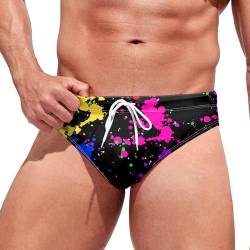 LCpddajlspig Sexy Badeslip Herren Kurz Eng Badehose Schwimmhose mit Tunnelzug Bunter Badeshorts Kurze Shorts Jungen Schwimmen Badebekleidung Schnelltrocknend Männer Slip von LCpddajlspig