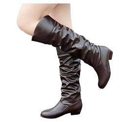 Stiefel-Weitschaft-Damen-XXL, Hohe Stiefel Damen, Weitschaftstiefel-Langschaftstiefel Schlupfstiefel Wildleder Winterstiefel Damenstiefel Weiter Schaft Long Boots Hohe Stiefel Cowboystiefel von LCpddajlspig