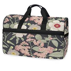 Floral Blume Blüte Grün Sporttasche Badetasche mit Schuhfach Reisetaschen Handtasche für Reisen Frauen Mädchen Männer von LDIYEU