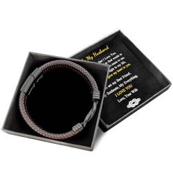 LECTNORE Herrenarmbänder, Armband für Männer, Herren-Lederarmbänder, Geschenke für Männer, Herrenarmbänder, Gravur „Love Massage“, personalisiertes Armband von LECTNORE