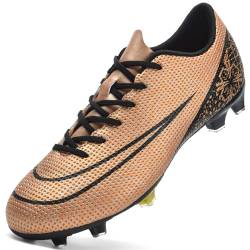 LECYGNB Fußballschuhe Herren Spike Microfaser Cleats Kunstrasen Fussballschuhe Professionelle Jugendliche Athletics Trainingsschuhe Outdoor Sport Fußball Stiefel Gold EU 42 von LECYGNB