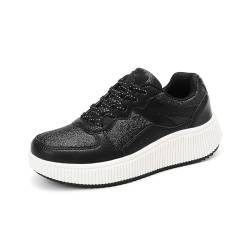 LEDINEY Wanderschuhe für Damen, Plateau-Sneaker, klobig, leicht und bequem, lässige Damen-Laufschuhe, Schwarz, 35.5 EU von LEDINEY