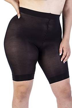 Radlerhose Damen Große Größen, Anti Chafing Shorts 90 Deniers, Übergrößen Miederhose, Hoch Tailliert, Bequem und Atmungsaktiv - Made in Italy (Black, 5) von LEELA LAB