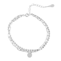 LEEQ Armbänder für Frauen - Layered Armband, Sterling Silber Armband, Armband für Frauen Einstellbar, Edelstahl Damen Armschmuck, für frauen frauen freunde töchter mutter kollegen von LEEQ