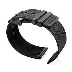 LEEYDZJN Uhrenarmband Metall 0,4 mm Mesh Armband Edelstahl Armbandstift(Black,20mm) von LEEYDZJN