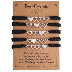 LEGENTLISUR 5 Stück Freundschaftsarmband Herz Silber Beste Freundschaft Armband Entfernung Übereinstimmun Beziehung armbänder Edelstahl Armbänder Armband Damen für Mädchen Damen Schwestern Bff von LEGENTLISUR