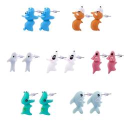 LEGENTLISUR 7 Paar Ohrstecker Silber Set Dinosaurier Ohrstecker für Frauen Männer Kleine Dinosaurier Delphin Hund Corgi Ohrringe Schmuck Geschenk für Mädchen Damen Kinder von LEGENTLISUR