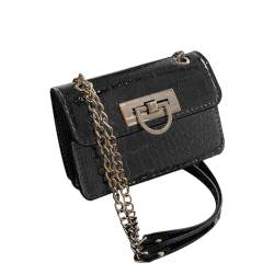 LEIDJGUN PU Unterarmtasche Vielseitige & Stilvolle Crossbody Tasche mit Kette Dekoration Kleine Handtasche für Frauen Mädchen für, Schwarz von LEIDJGUN