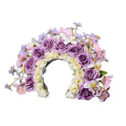 LEJIAJU Rosenkranz, Strandblumen, Girlanden, Blumen-Haarband, Hochzeitskränze, Haarband für Damen und Mädchen von LEJIAJU