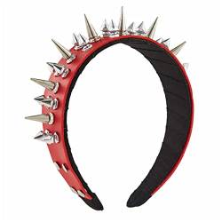 Nieten-Stirnband, Tiaras, Nieten-Stirnband, Rock-Stirnband für Herren, Punk-Stirnband, Leder-Stirnband mit Stacheln von LEJIAJU