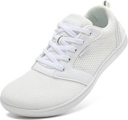 LENUVER Barfußschuhe Damen Sommer Barfussschuhe Herren Traillaufschuhe Atmungsaktiv Straßenlaufschuhe Leichte Fitnessschuhe Schnell Trocknend Sneaker (Weiß, 36EU) von LENUVER