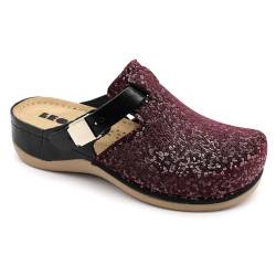 LEON 903 Clog Pantolette Komfortschuhe Hausschuhe, Damen, Dunkelrot, EU 41 von LEON