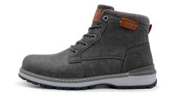 LEOSS ORIGINAL Herren Stiefel Warm Winterstiefel Rutschfest Motorrad Atmungsaktiv Klassische Schuhe Gemütlich Stiefel Rutschfest Klassische Boots MU9556-5 (Grau,45) von LEOSS ORIGINAL