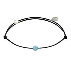 LES POULETTES BIJOUX - Armband Link Kleine Perle der Larimar - Schwarz von LES POULETTES BIJOUX