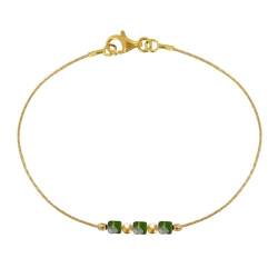 LES POULETTES BIJOUX - Gold Filled Armband Drei Kleinen Diopsid Würfel - grobe 18 cm von LES POULETTES BIJOUX