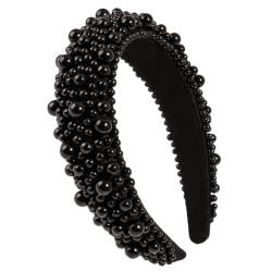 LEYILE Eleganter Schwamm-Kopfschmuck, zartes Haar-Accessoire, modische Perlen, eingelegtes Stirnband, Haarschmuck für Hochzeiten von LEYILE