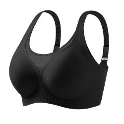 LEYSHE Seamless BH Gepolsterter Stütz BH Komfort BH Damen Ohne Bügel Comfy Minimizer Bustier Bügelloser Push Up BH,Schwarz,2XL von LEYSHE