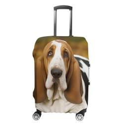 LFDSEPYM Gepäckabdeckung, Reisekoffer-Abdeckung, elastisch, waschbar, Gepäckschutz mit Reißverschluss, für Basset Hound, kratzfest, lustige Gepäckhülle für Koffer 48,3 - 81,3 cm, Basset Hound, XL von LFDSEPYM