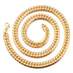 Hip-Hop-Halskette for Herren – Edelstahlkette 12/15/17/19 mm, einzelne sechsseitige Schleifung, verstellbare Choker-Kette aus Titanstahl mit kubanischer Gliederkette und Schwanz for Rapper in Miami(Go von LGXLGX