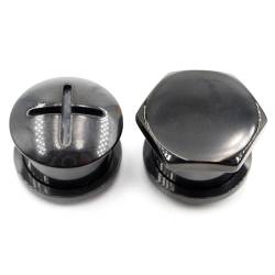 LGXLGX 2 Stück Edelstahl Schraubenkappe Mutter Kreuz Runde Ohr-Gauges Tunnels-Stecker Expander, Stretcher und Ohrringe für Körper-Piercing-Schmuck(Black,10mm) von LGXLGX