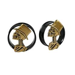 LGXLGX 2 Stück Retro Paar Schädel Ohrlochstecker Ohrloch Tunnels für Gothic Punk Dunkle Halloween, Expander Doppelbördelnde Ohrringe Stecker Körper Piercing Schmuck(Men,22mm) von LGXLGX