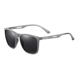 LHAODDUO Poalrized Sonnenbrille mit Federscharnier, ausgehöhltes Design, Aluminium-Mannesium-Material, Herren-Sonnenbrille, bunte Auswahl, einfarbig, C3 Grey von LHAODDUO