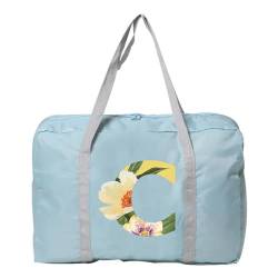 Reisetasche Damen-Reisetasche, faltbar, Reisetasche, Tragetasche, Handgepäck, Sport-Reisetasche, Weekender, Übernachtung, Blumenmuster-Druck (Color : 5floral C) von LHSJYG