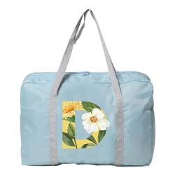 Reisetasche Damen-Reisetasche, faltbar, Reisetasche, Tragetasche, Handgepäck, Sport-Reisetasche, Weekender, Übernachtung, Blumenmuster-Druck (Color : 5floral D) von LHSJYG