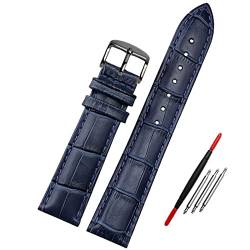 LHYFAGQK Lederarmband Blauer Riemen 14 16 18 20 mm 21m 22mm 23mm Gurt(Dark blue black,12mm) von LHYFAGQK